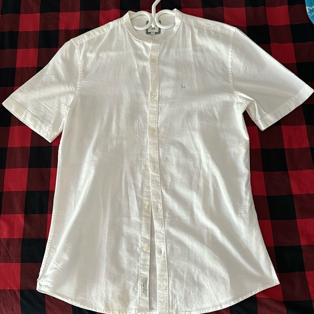 White Grandad Short Sleeve Shirt